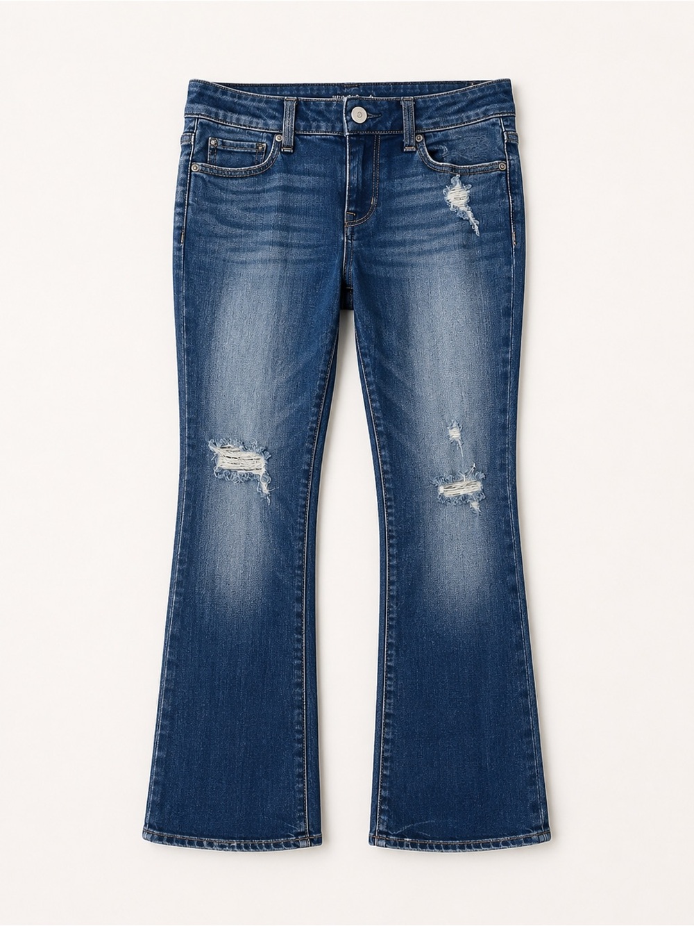 AEO American Eagle Outfitters Distressed Straight Leg Blue Jean 4 Short